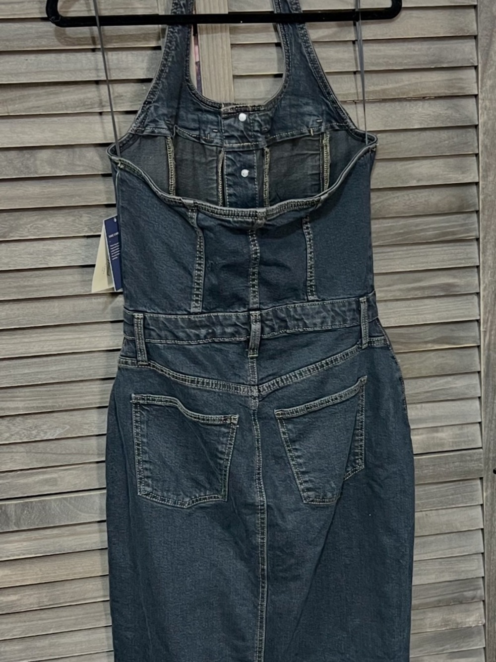 Universal Thread Black Denim Halter Midi Dress Button Front Size 4 6 NWT - Picture 4 of 8